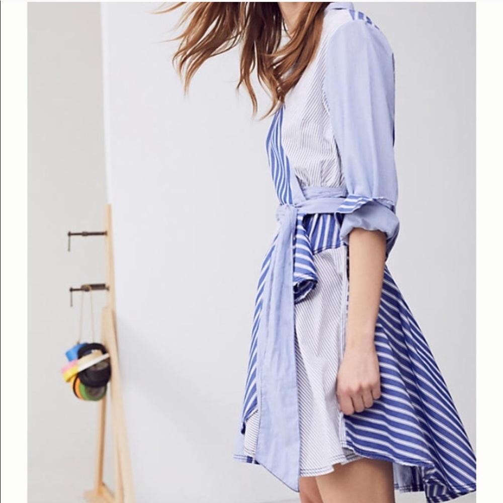 Anthropologie Maeve Newport Blue Striped dress